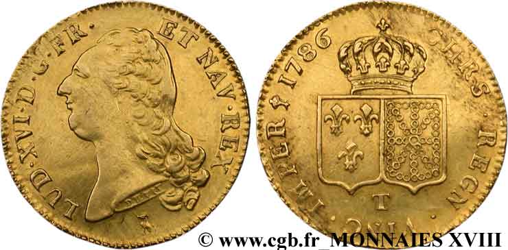 LOUIS XVI Double louis d’or aux écus accolés 1786 Nantes MBC