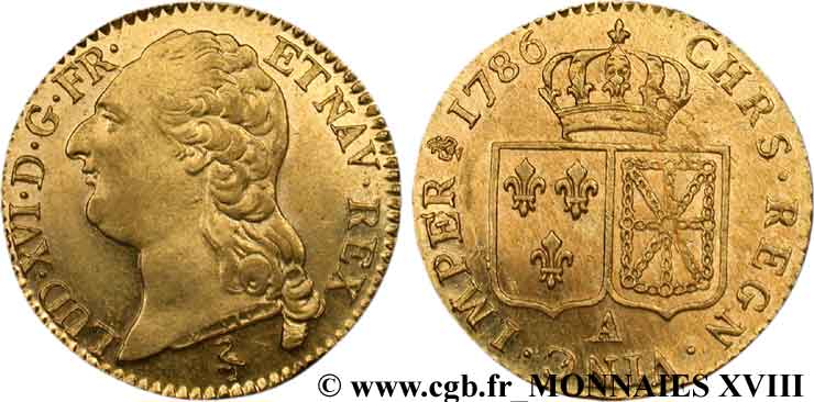 LOUIS XVI Louis d or dit  aux écus accolés  1786 Paris SPL