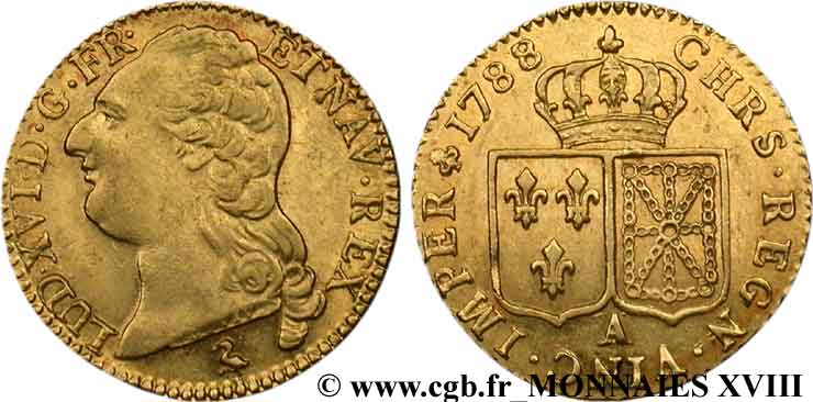 LOUIS XVI Louis d or aux écus accolés 1788 Paris TTB+/SUP