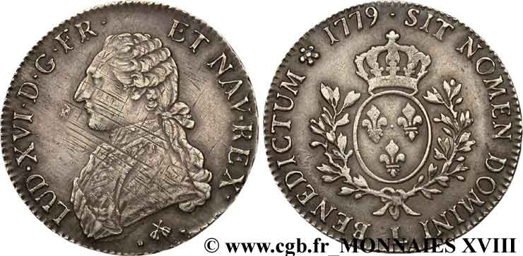 LOUIS XVI Écu dit “aux branches d&nbsp;olivier” 1779 Bayonne TTB+/TTB