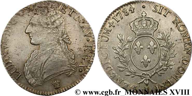 LOUIS XVI Écu dit “aux branches d olivier” 1784 Limoges AU/AU