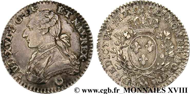 LOUIS XVI Dixième d écu dit  aux branches d olivier  1779 Metz q.SPL