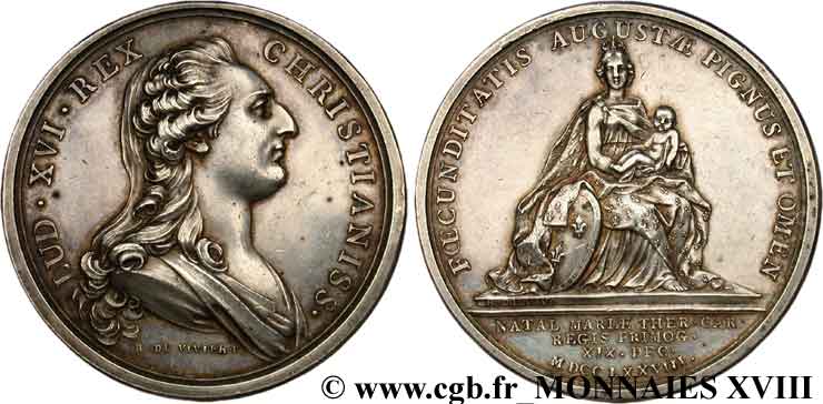 LOUIS XVI Médaille Ar 41 pour la naissance de Marie-Thérèse, “Madame Royale” SPL