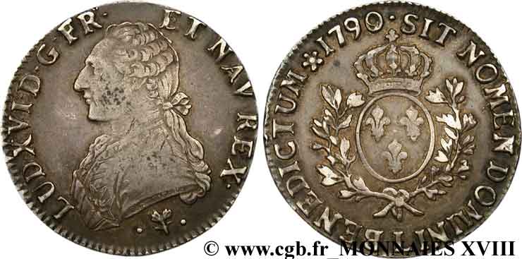 LOUIS XVI Écu dit  aux branches d olivier  1790 Bayonne BB/q.SPL