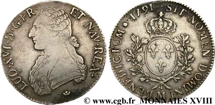 LOUIS XVI (MONARQUE CONSTITUTIONNEL)  Écu dit  aux branches d olivier  1791 Toulouse TTB