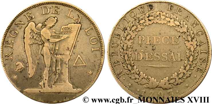 THE CONVENTION Essai pour le type conventionnel, module de 31 mm 1793  VF