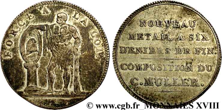 Essai de monnaie de Muller 1795  Hennin701 p. 484 et pl. 70 XF 