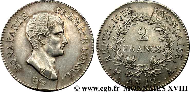 2 francs Bonaparte Premier Consul 1804 Paris F.250/1 SUP 