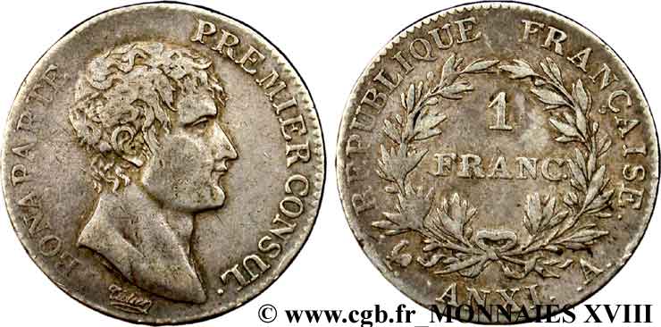 1 franc Bonaparte Premier consul 1803 Paris F.200/1 TB 