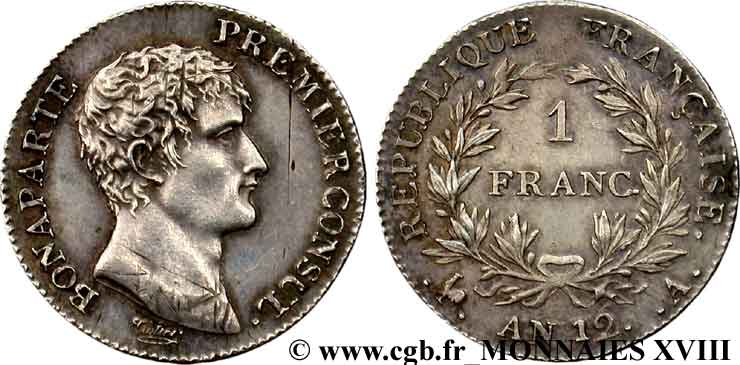 1 franc Bonaparte Premier Consul 1804 Paris F.200/8 VZ 
