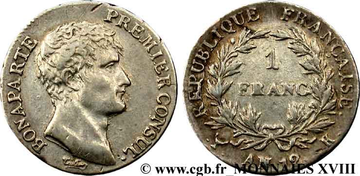 1 franc Bonaparte Premier consul 1804 Bordeaux F.200/14 XF 