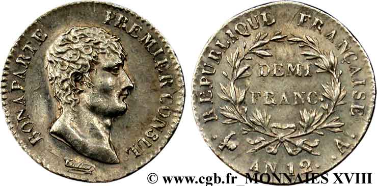 Demi-franc Bonaparte Premier consul 1804 Paris F.173/2 EBC 