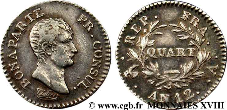 Quart (de franc) Bonaparte Premier Consul 1804 Paris F.157/1 S 