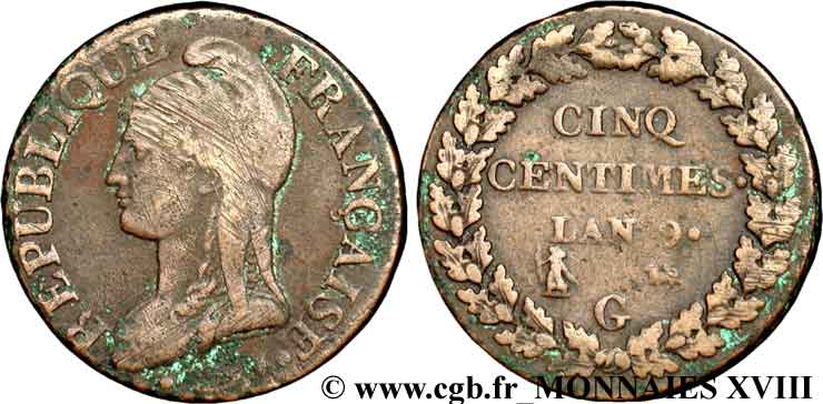 Cinq centimes Dupré, grand module 1801 Genève F.115/158 BC 