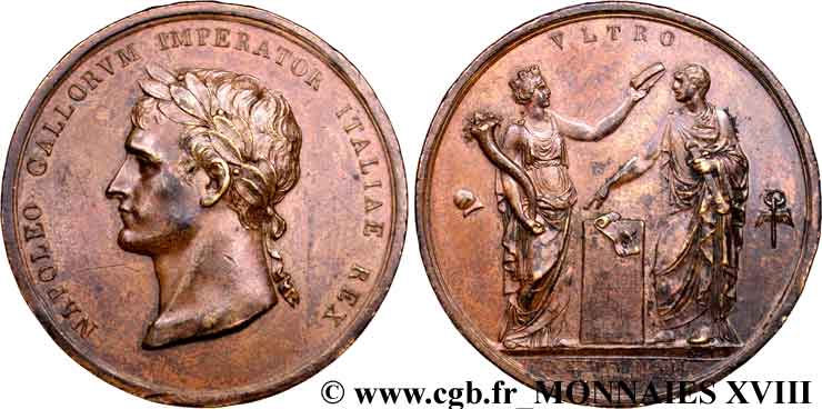 ITALIE - ROYAUME D ITALIE - NAPOLÉON Ier Médaille Br 41, Napoléon Ier couronné roi d Italie SUP