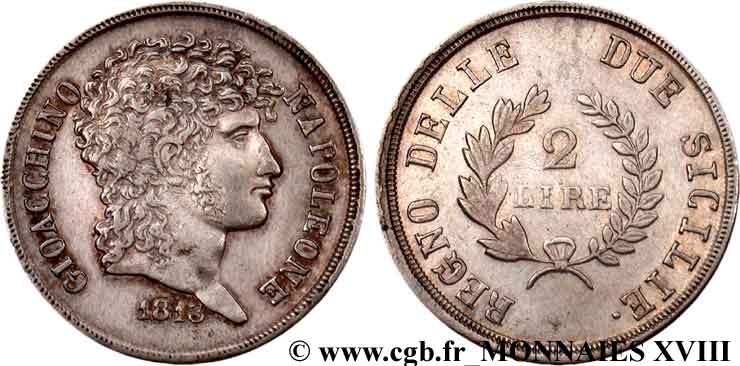 2 lires, rameaux courts 1813 Naples VG.2258  XF 
