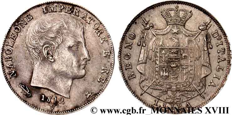 1 lire, 2e type 1812 Venise VG.1458  SUP 
