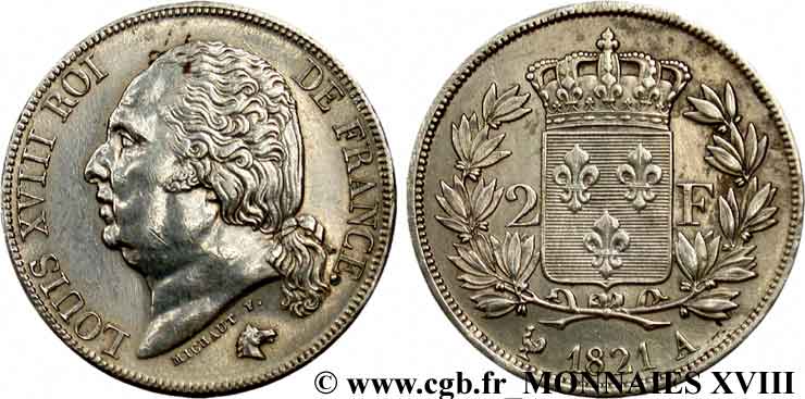 2 francs Louis XVIII 1821 Paris F.257/32 VZ 