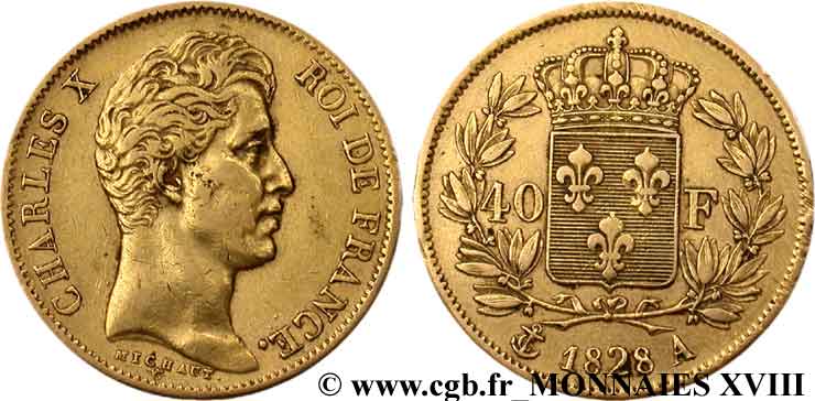 40 francs Charles X, 2e type 1828 Paris F.544/3 TTB 