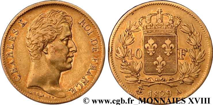 40 francs Charles X, 2e type 1829 Paris F.544/4 XF 