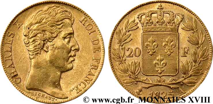20 francs Charles X 1825 Paris F.520/1 XF 