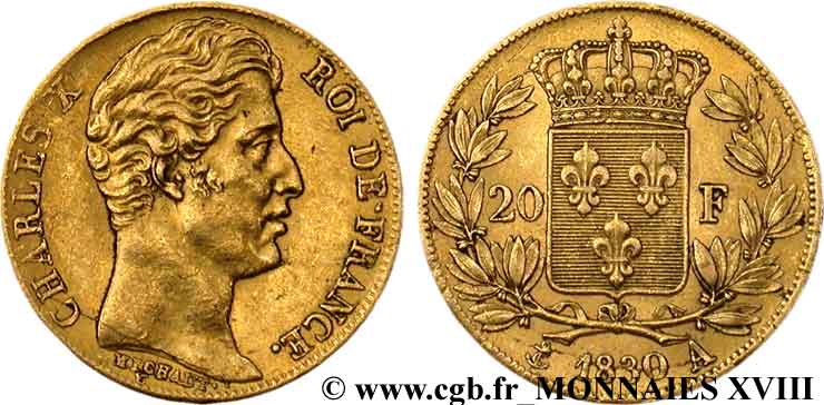 20 francs Charles X 1830 Paris F.520/12 XF 