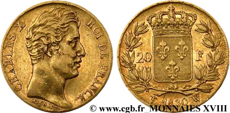 20 francs Charles X 1830 Lille F.520/14 XF 