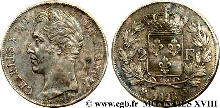 2 francs Charles X 1826 Perpignan F.258/21 VZ 