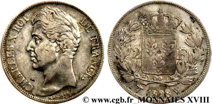 2 francs Charles X 1828 Lille F.258/48 MBC 