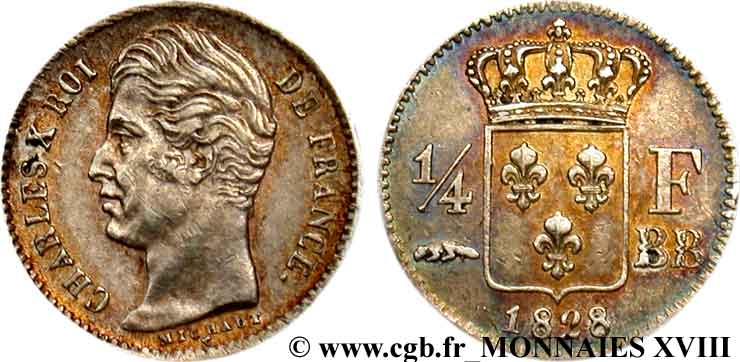 1/4 franc Charles X 1828 Strasbourg F.164/20 BB 