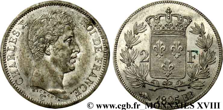 Paire d’épreuves unifaces, avers et revers de 2 francs, par Michaut 1825 Strasbourg VG.-  SUP 