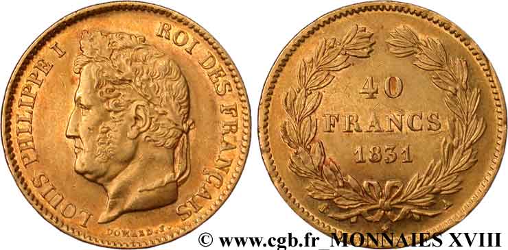 40 francs or Louis-Philippe 1831 Paris F.546/1 BB 