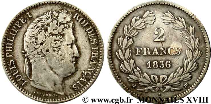 2 francs Louis-Philippe 1836 Strasbourg F.260/53 BC 