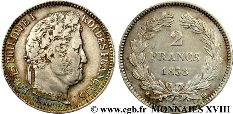 2 francs Louis-Philippe 1838 Strasbourg F.260/67 XF 