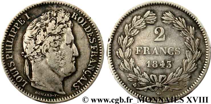 2 francs Louis-Philippe 1843 Bordeaux F.260/95 S 