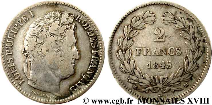 2 francs Louis-Philippe 1845 Strasbourg F.260/105 S 