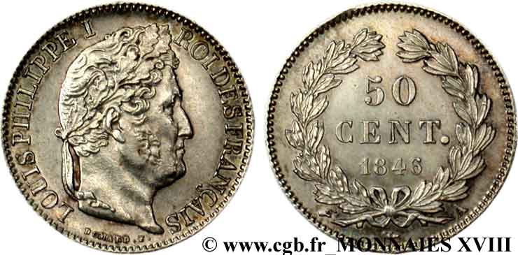 50 centimes Louis-Philippe 1846 Paris F.183/7 EBC 