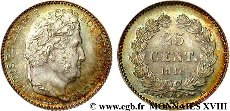 25 centimes Louis-Philippe 1846 Paris F.167/5 fST 