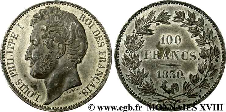 Essai de 100 Francs en étain par Caunois 1830 Paris VG.2739  SUP 
