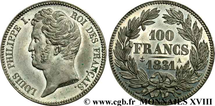 Essai de 100 Francs en étain par Tiolier 1831 Paris VG.2746  VZ 