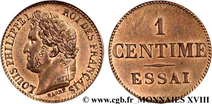 Essai de 1 centime n.d. Paris VG.2802 (1830) SPL 
