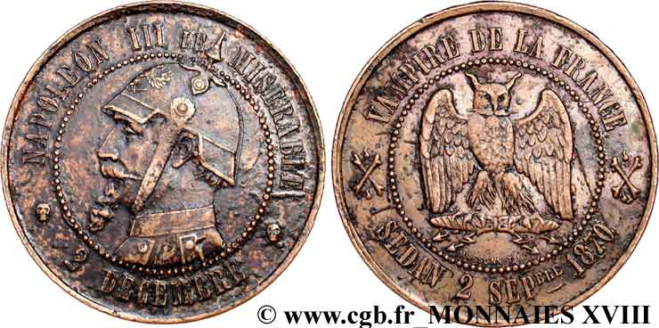 Monnaie satirique, module de 10 centimes 1870  Coll.33  BB 