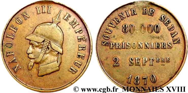 SATIRICAL COINS - 1870 WAR AND BATTLE OF SEDAN Médaille satirique XF
