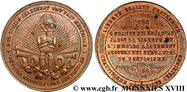 SATIRIQUES - GUERRE DE 1870 ET BATAILLE DE SEDAN Médaille satirique EBC
