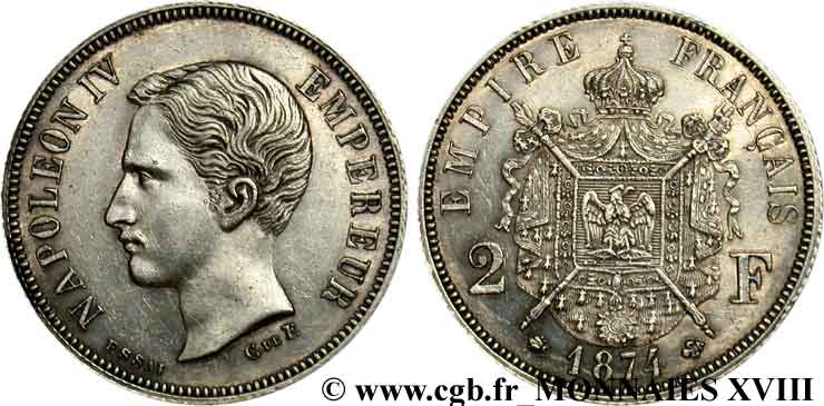 Essai 2 francs 1874 Bruxelles VG.3761  SPL 