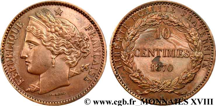 Essai de 10 centimes par Domard 1870  VG.3781  AU 