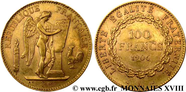 100 francs génie, tranche inscrite en relief Dieu protège la France 1906 Paris F.552/19 SS 