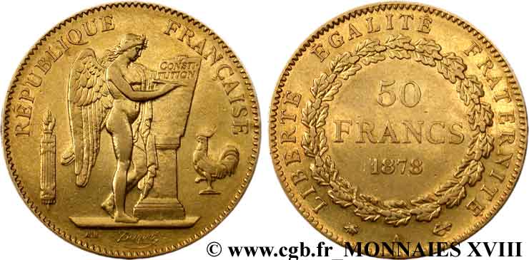50 francs or Génie 1878 Paris F.549/1 SS 