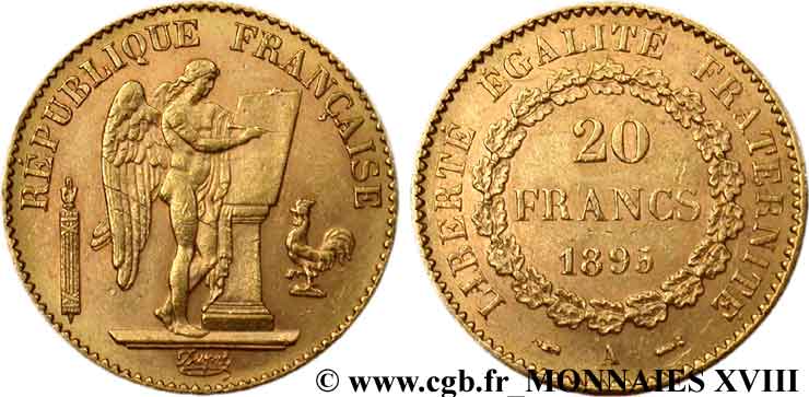 20 francs génie, Troisième république 1895 Paris F.533/19 EBC 
