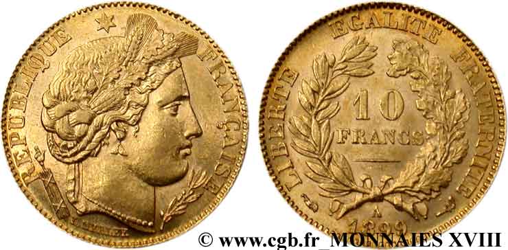 10 francs Cérès, Troisième république 1899 Paris F.508/5 EBC 